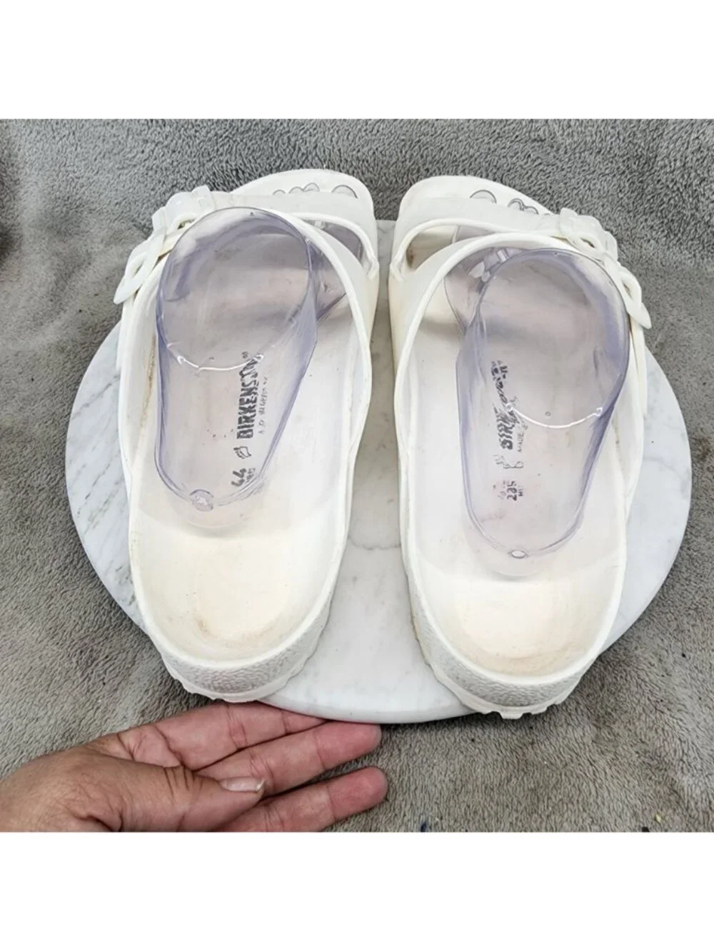 Birkenstock Shoes Mens EU 44 US 11-11.5 Arizona Essential White Sandals *Read*